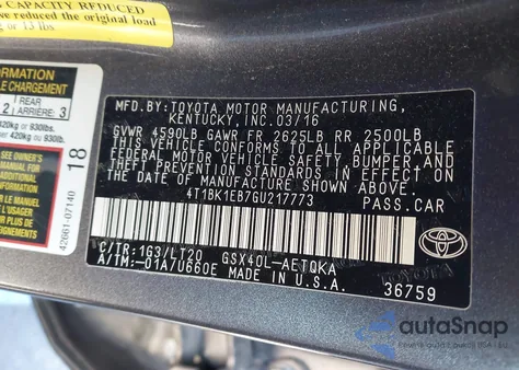 2016 Toyota Avalon Touring from USA, damaged, VIN 4T1BK1EB7GU217773